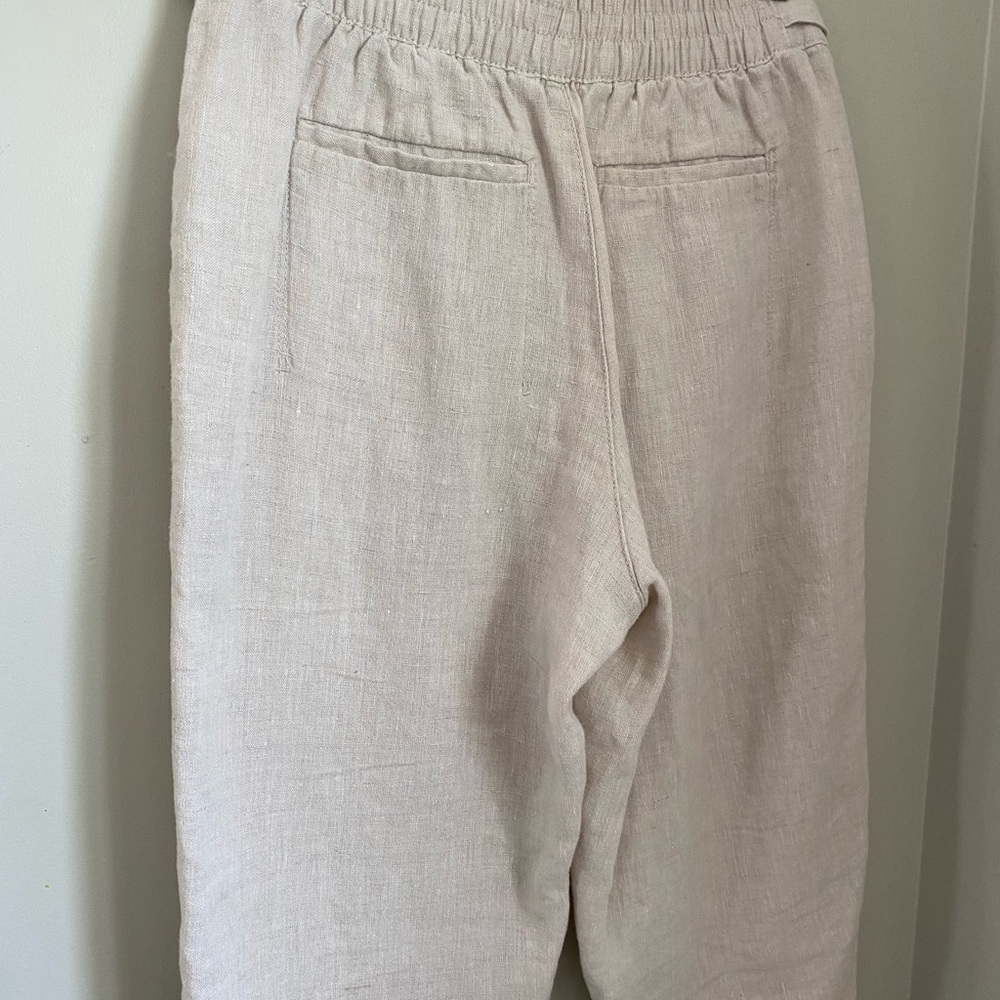 ATHLETA Voyager Linen Pant Light Cream Crop Ankle Size 4 Cottagecore Coastal - Picture 5 of 10